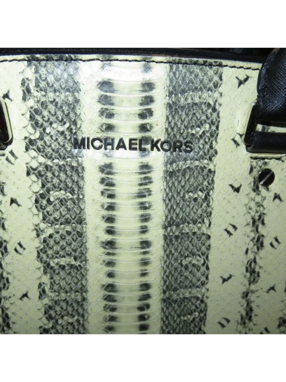 Michael Kors Selma Black & White Python Embossed Leather Tote